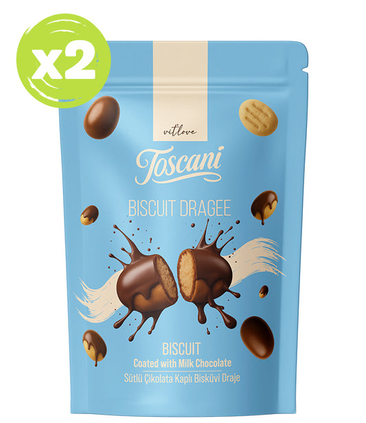Toscani Sütlü Çikolata Kaplı Bisküvi Draje 2’li Paket x 60gr