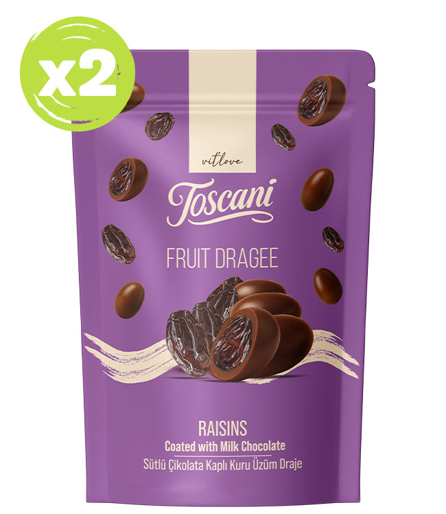 Toscani Sütlü Çikolata Kaplı Kuru Üzüm Draje 2 x 60gr