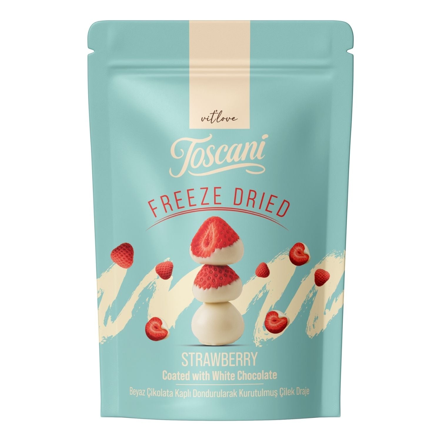 MOM Organik Tropikal Lolipop ve Toscani Beyaz Çikolata Kaplı Freeze Dried Çilek 2’li Set