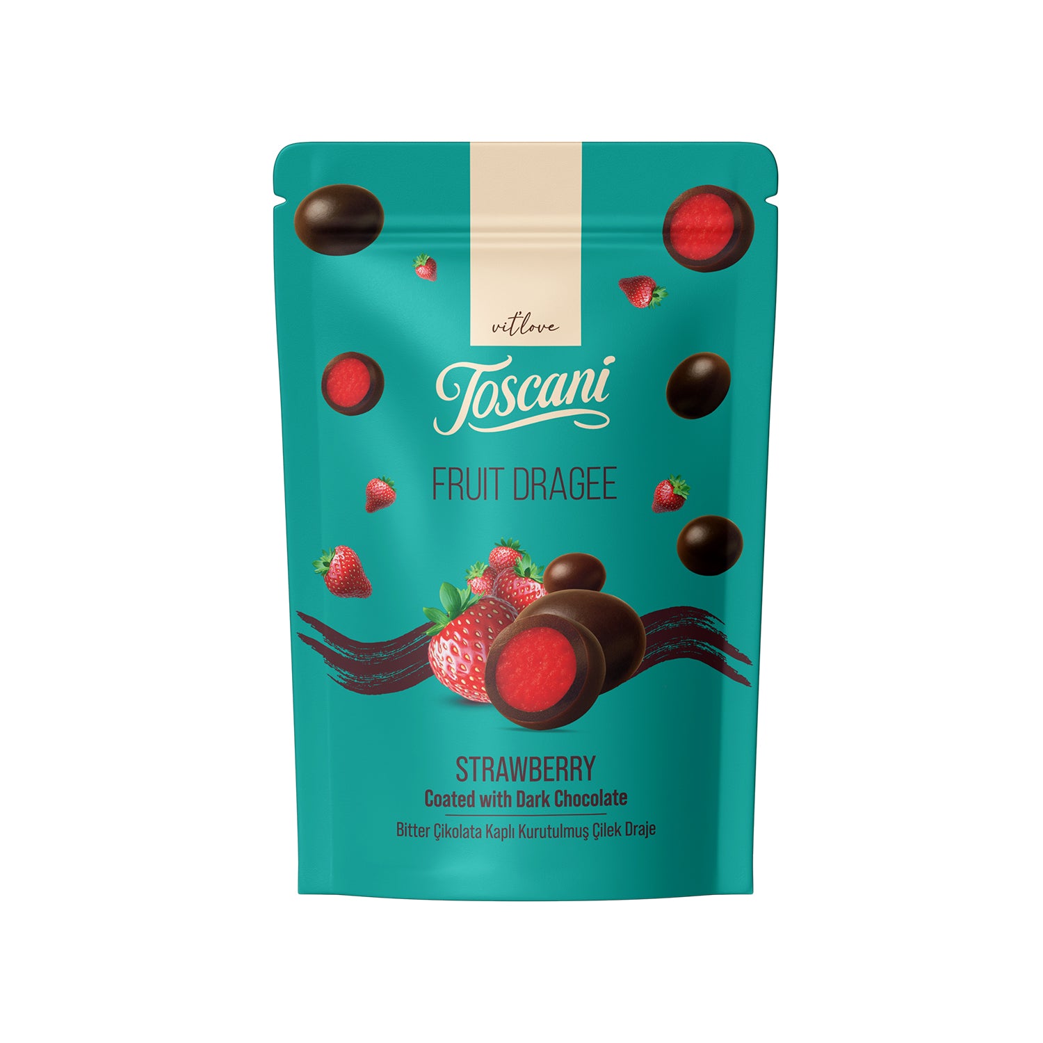 Bitter Çikolatalı Çilek Draje, 60G