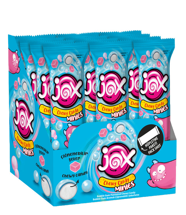 JOX Chewy Candy Minnies – Bubble Gum Aromalı Çiğnenebilir Şekerleme 10gr X 24
