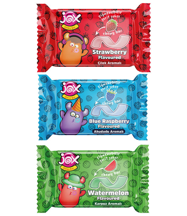 JOX Chewy Bar Mix – Karışık Meyve Aromalı Çiğnenebilir Şekerleme , 6g X 200