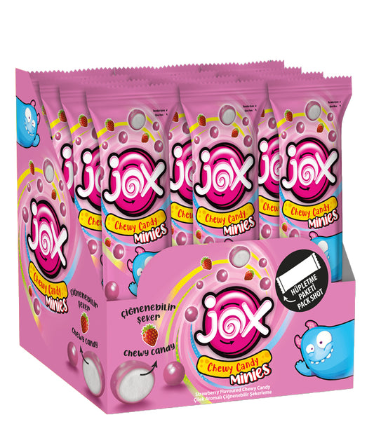 JOX Chewy Candy Minnies – Çilek Aromalı Çiğnenebilir Şekerleme 10gr X 24