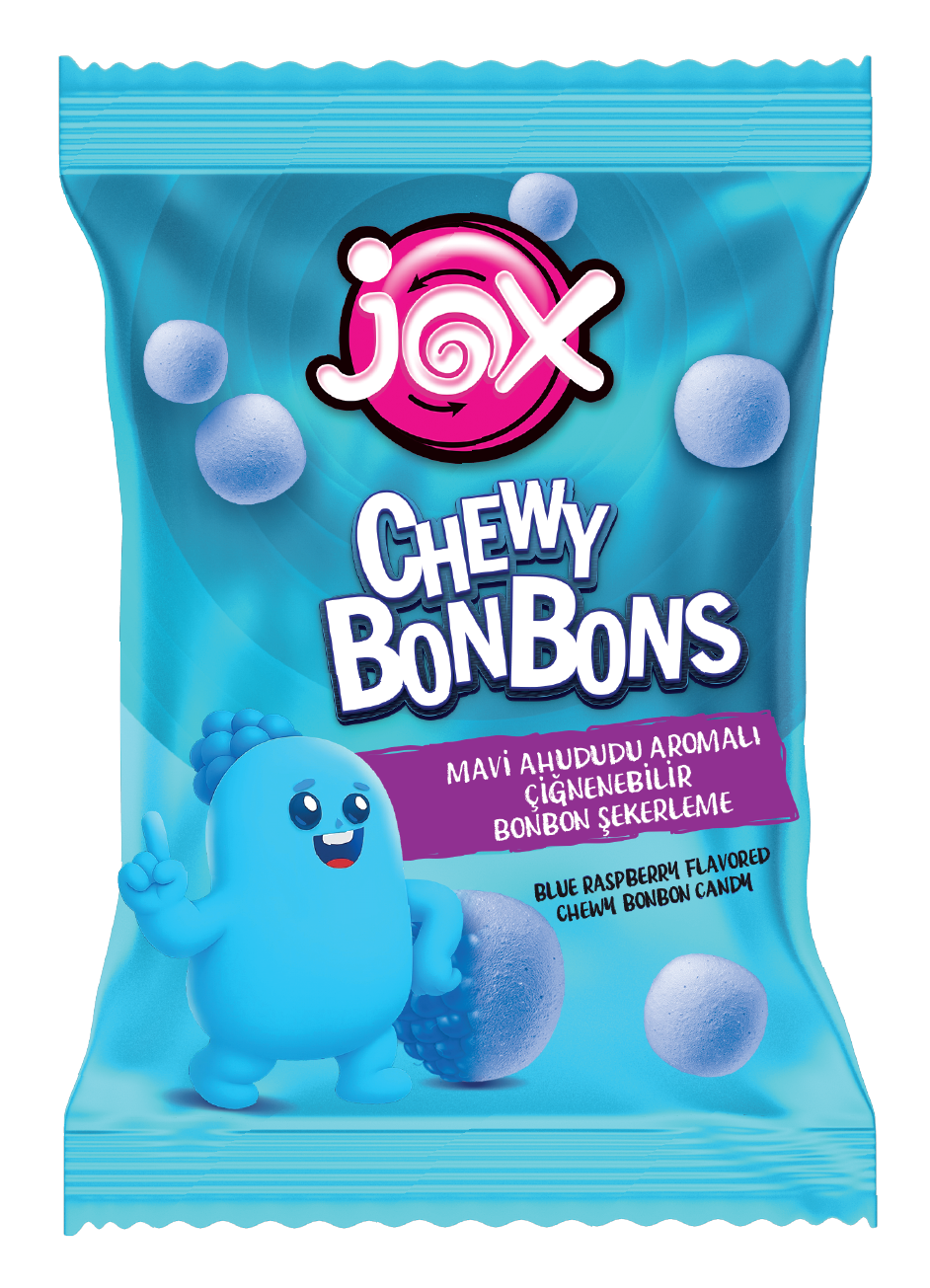JOX Chewy Bonbons Mavi Ahududu Aromalı Dolgulu Bonbon Şekerleme