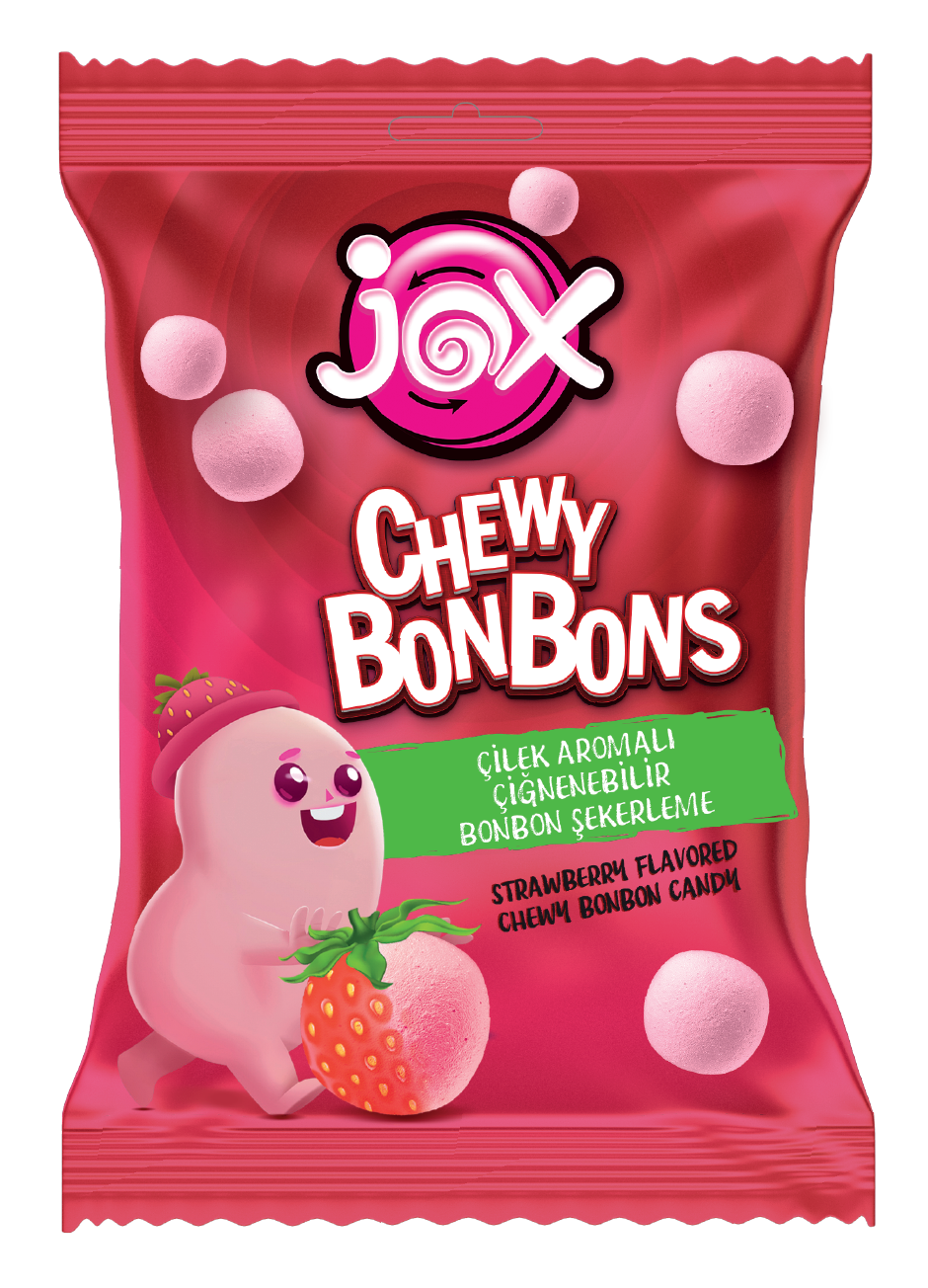 JOX Chewy Bonbons Çilek Aromalı Dolgulu Bonbon Şekerleme