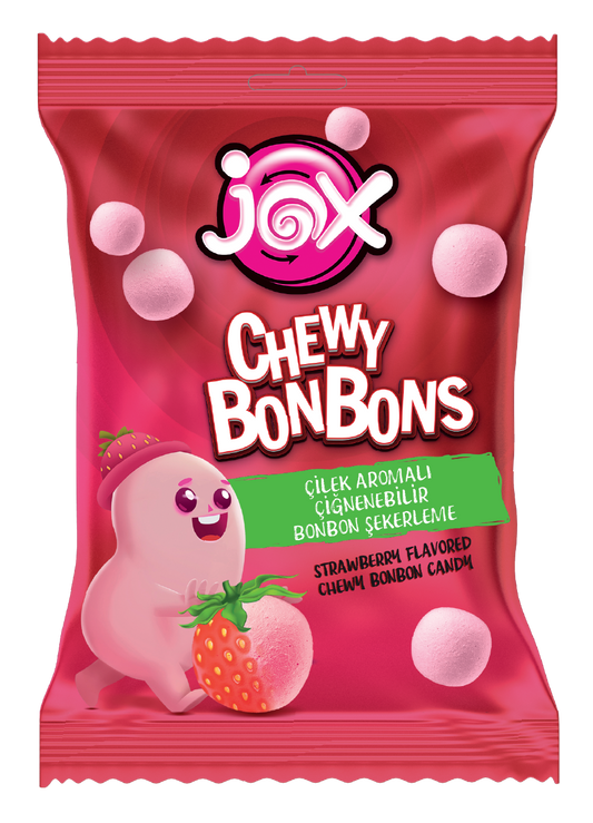 JOX Chewy Bonbons Çilek Aromalı Dolgulu Bonbon Şekerleme