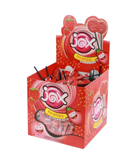 JOX Flat Çilek Aromalı Yassı Lolipop, 6.2 x 150