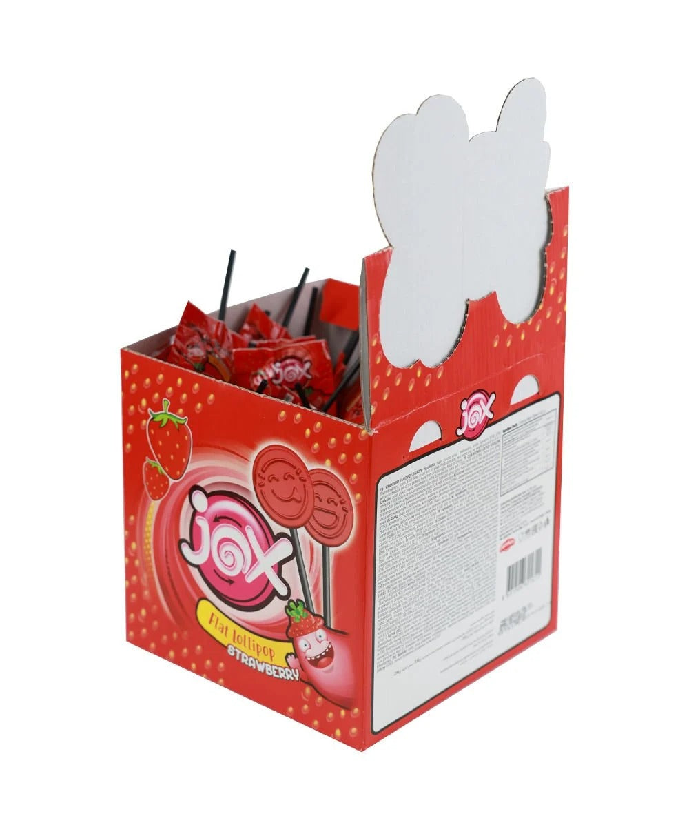 JOX Flat Çilek Aromalı Yassı Lolipop, 6.2 x 150