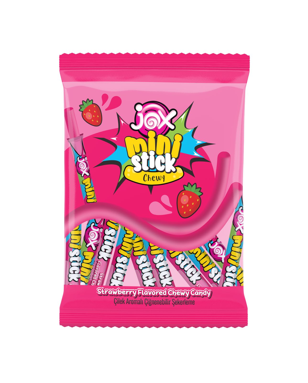 JOX Mini Chewy Çilek Aromalı Çiğnenebilir Şekerleme
