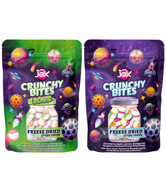 JOX Crunchy Bites Freeze Dried – Meyveli Ekşi 2’li Paket 50g X 2