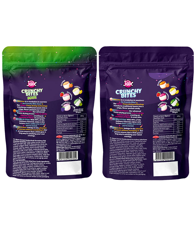 JOX Crunchy Bites Freeze Dried – Meyveli Ekşi 2’li Paket 50g X 2