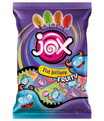 JOX Flat Lollipop Fruity – Karışık Meyve ve Kola Aromalı Yassı Lolipop