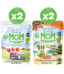 MOM Organik Lolipop Karışık 4’lü Paket – Meyveli &amp; Tropical, 58g X 4