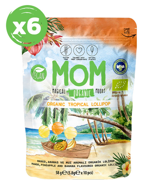 MOM Organik Tropikal Lolipop, 58g X 6