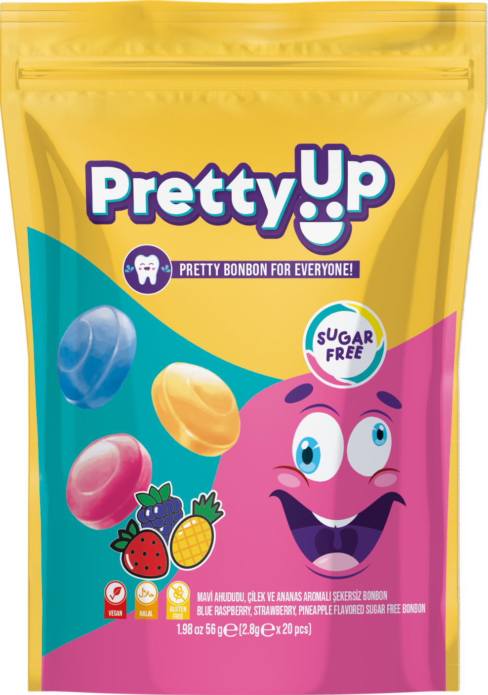 Pretty Up Şekersiz Meyve Aromalı Bonbon Sert Şekerleme 56g