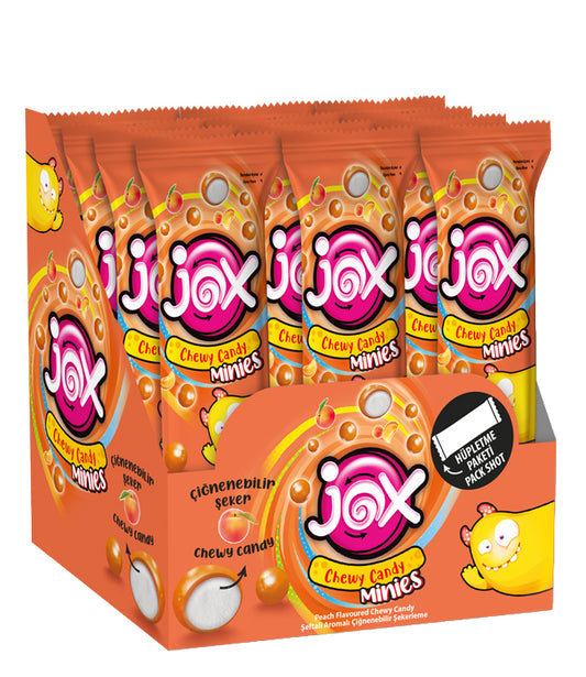 JOX Chewy Candy Minnies – Şeftali Aromalı Çiğnenebilir Şekerleme 10gr X 24