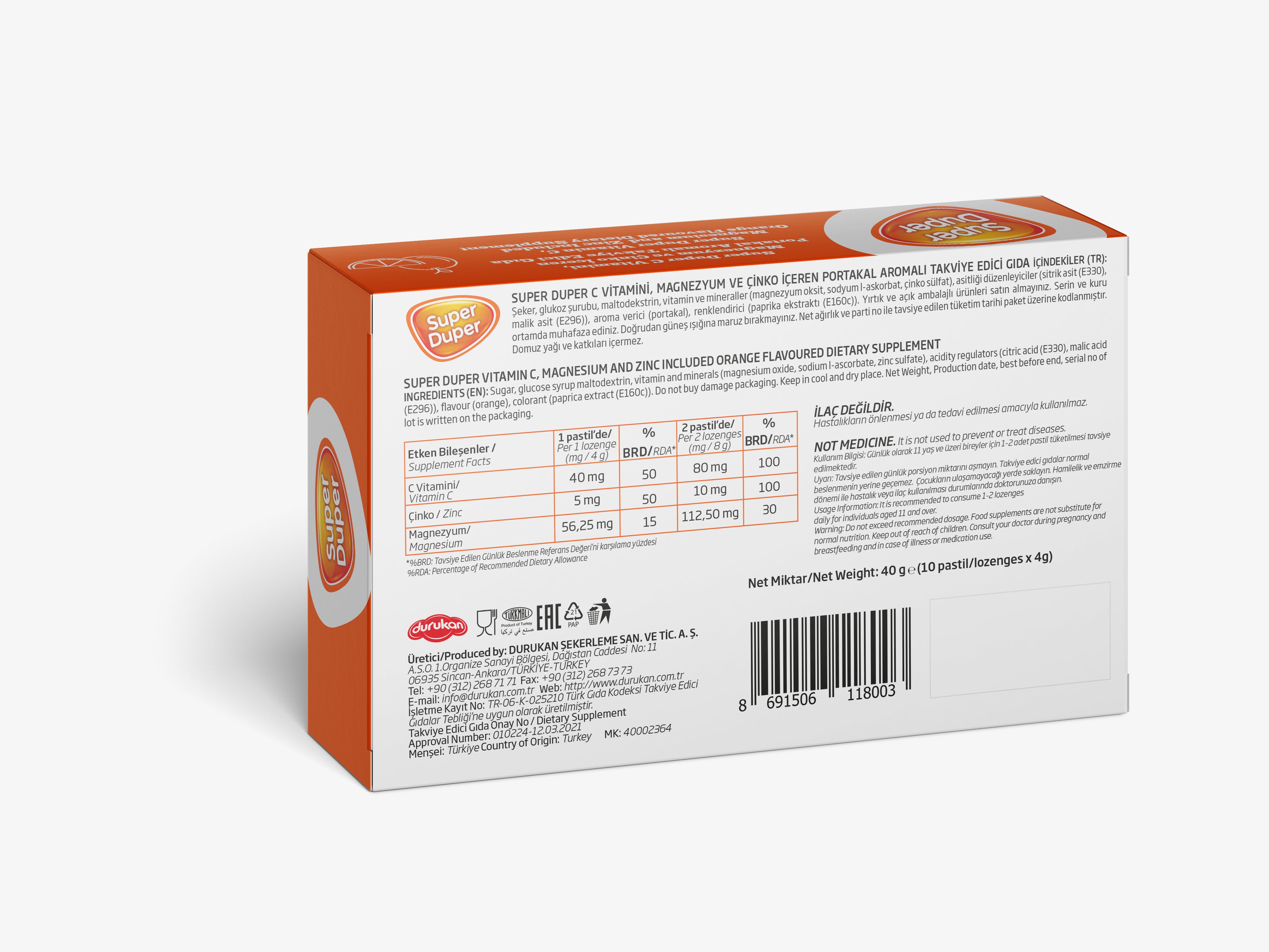 Super Duper Vitamin &amp; Mineral – Portakal Aromalı Takviye Edici Gıda, 4gr X 14