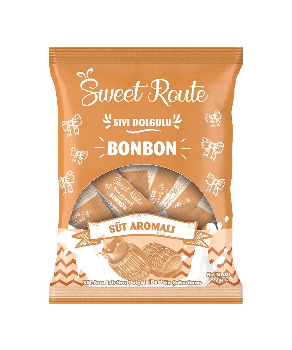 Sweet Route Sıvı Dolgulu ve Sütlü Bonbon Şeker 500 Gr