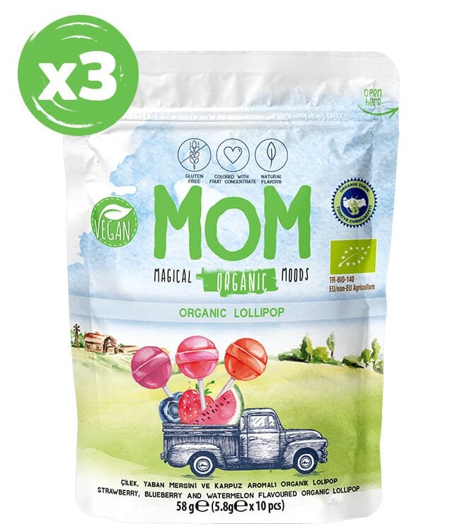 Organik Meyveli Lolipop, 58g X3