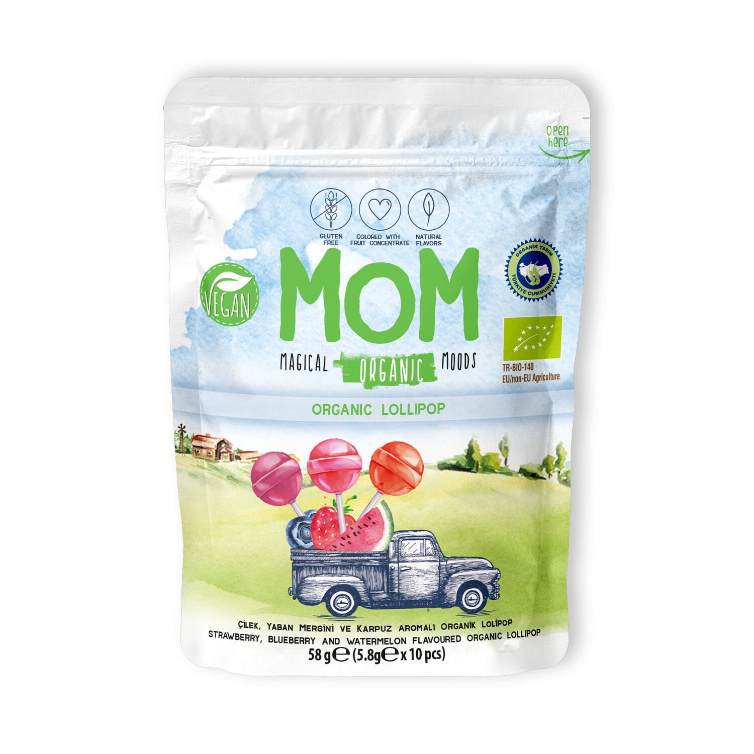 Organik Meyveli Lolipop, 58g