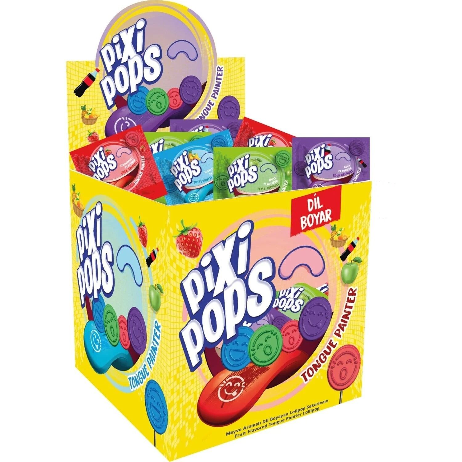 Meyve Aromalı Dil Boyayan Yassı Lolipop, 6.2 X 150