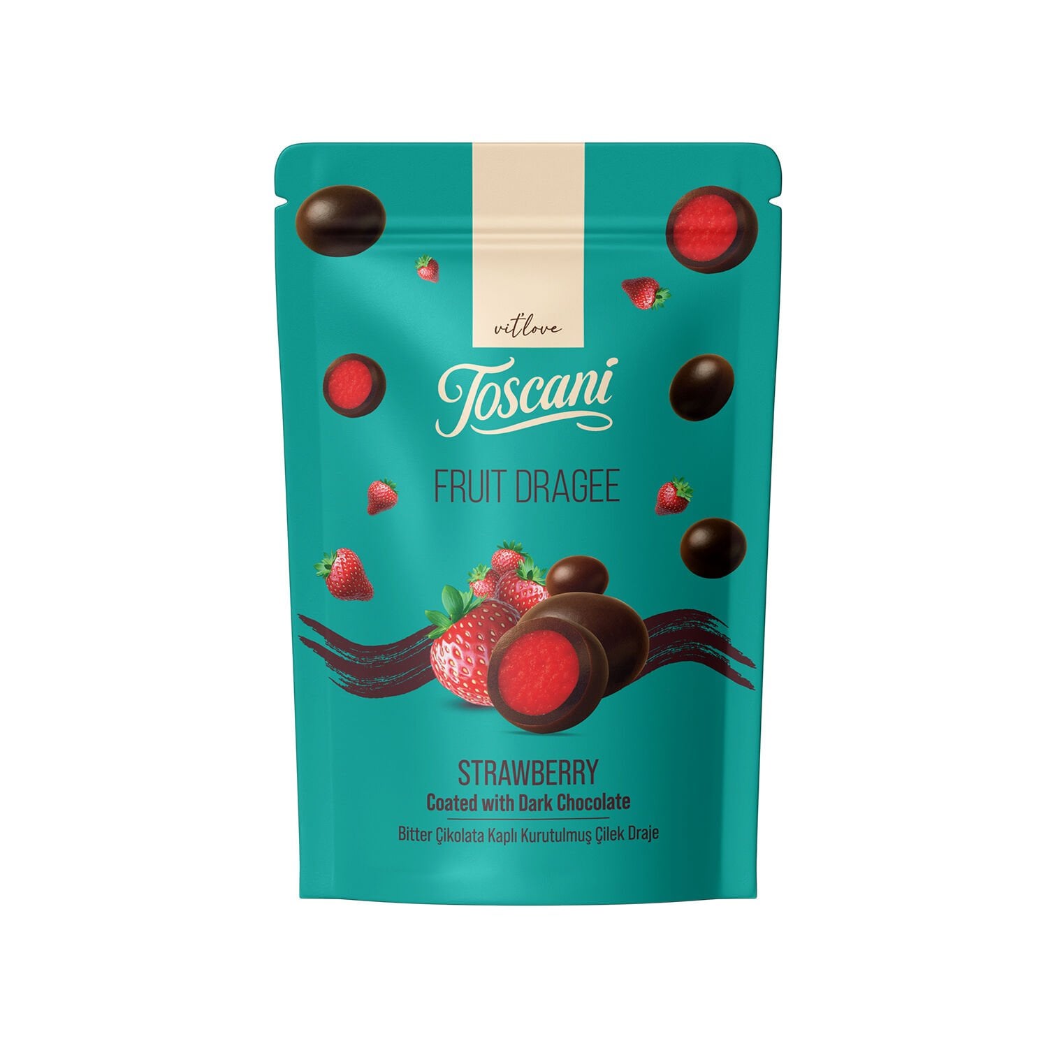 Bitter Çikolatalı Çilek Draje, 60G