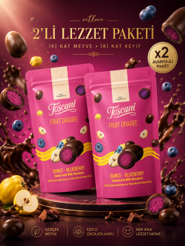 Sütlü Çikolata Kaplı Ayvalı ve Yaban Mersinli Meyve Draje 2x60gr