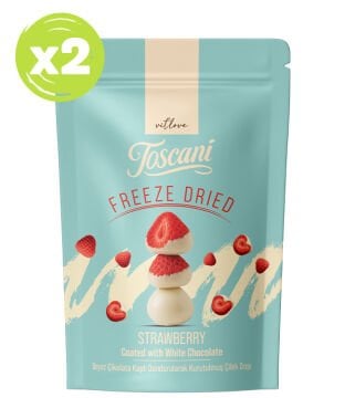 Beyaz Çikolata Kaplı Dondurularak Kurutulmuş Çilek Draje 2 x 60gr