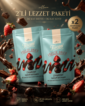 Bitter Çikolata Kaplı Dondurularak Kurutulmuş Çilek Draje 2x60gr