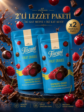 Sütlü Çikolata Kaplı Ahududu Ve Vişneli Meyve Draje 2 x 60gr